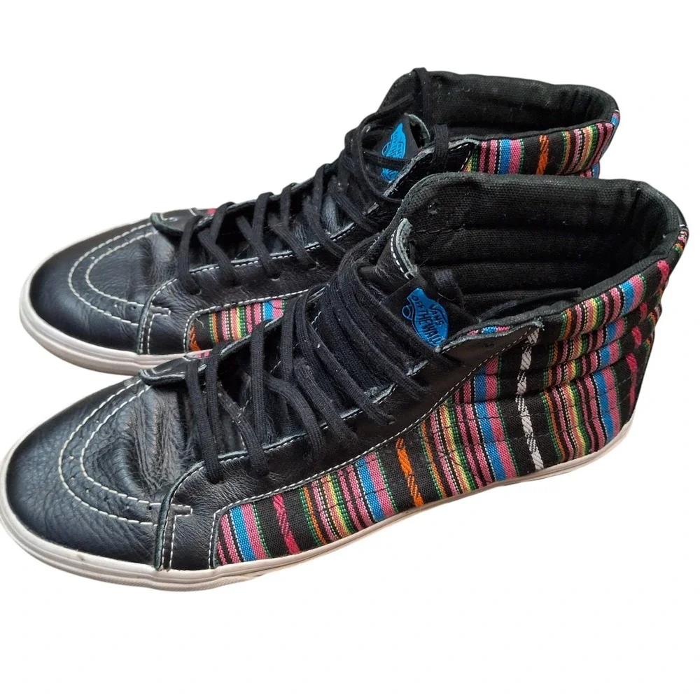 Vans Sk8-Hi Shoes Mens Size 9 High Top Skateboard Fabric Leather Casual Sneakers